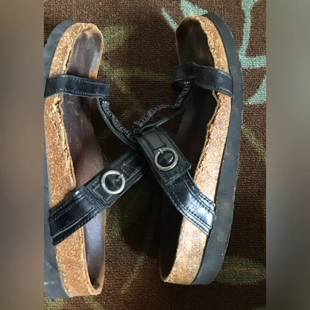 NAOT Malibu Black Leather Sandal Beaded US 9 EU 40